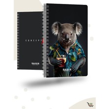 Ravion Koala Motifli Çizgili 96 Yaprak 17X24 cm Ebat