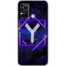 Gramaphone Omix X400 Kılıf Hd Desen Baskılı Arka Kapak - Dark Neon Yaprak Y Harfi