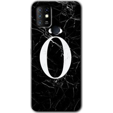 Gramaphone Infinix Hot 10 Kılıf Hd Desen Baskılı Arka Kapak - Siyah Mermer Desenli Ö Harfi