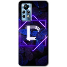 Gramaphone Infinix Note 11 Pro Kılıf Hd Desen Baskılı Arka Kapak - Dark Neon Yaprak D Harfi