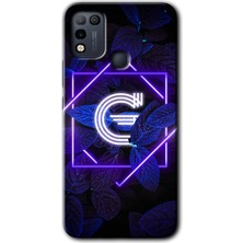Gramaphone Infinix Hot 10 Play Kılıf Hd Desen Baskılı Arka Kapak - Dark Neon Yaprak G Harfi
