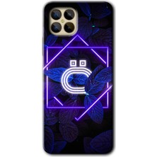 Gramaphone Omix X600 Kılıf Hd Desen Baskılı Arka Kapak - Dark Neon Yaprak Ö Harfi