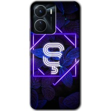 Gramaphone Vivo Y16 Kılıf Hd Desen Baskılı Arka Kapak - Dark Neon Yaprak Ş Harfi