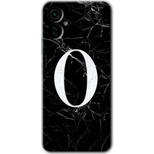 Gramaphone Tecno Camon 19 Neo Kılıf Hd Desen Baskılı Arka Kapak - Siyah Mermer Desenli O Harfi