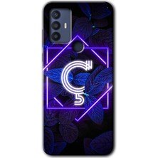Gramaphone Tcl 30 Se Kılıf Hd Desen Baskılı Arka Kapak - Dark Neon Yaprak Ç Harfi