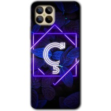 Gramaphone Omix X600 Kılıf Hd Desen Baskılı Arka Kapak - Dark Neon Yaprak Ç Harfi