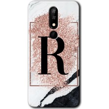 Gramaphone Casper Via P3 Kılıf Hd Desen Baskılı Arka Kapak - Pembe Mermer Desenli R Harfi