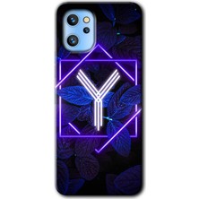 Gramaphone Reeder S19 Max Pro Kılıf Hd Desen Baskılı Arka Kapak - Dark Neon Yaprak Y Harfi