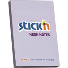 Hopax Stickn Yapışkanlı Not Kağıdı 100 Yaprak 76X51Mm Pastel Lila 4-2140200-5001 (12 Koçan)