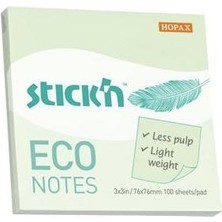 Hopax Stickn Yapışkanlı Not Kağıdı 100 Yaprak 76X76Mm Eco Pastel Yeşil 4-2174800-5001 (12 Koçan)