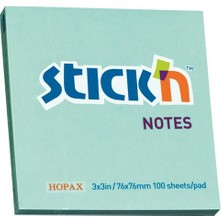 Hopax Stickn 21149 Yapışkanlı Not Kağıdı 100 Yaprak 76X76 Mm Pastel Mavi (12 Koçan)