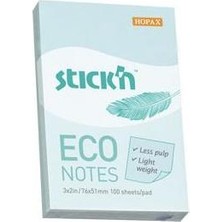 Hopax Stickn Yapışkanlı Not Kağıdı 100 Yaprak 76X51Mm Eco Pastel Mavi 4-2174300-5001 (12 Koçan)
