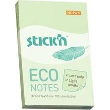 Hopax Stickn Yapışkanlı Not Kağıdı 100 Yaprak 76X51Mm Eco Pastel Yeşil 4-2174400-5001 (12 Koçan)