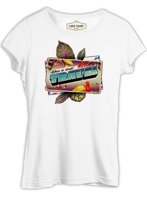 Lord T-Shirt When In Doubt Travel Postcard Beyaz Kadın Tshirt