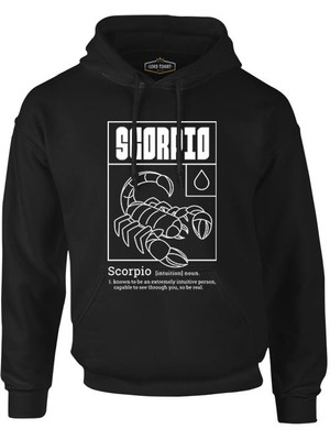 Lord T-Shirt Horoscope Scorpio Intuitive Person Siyah Erkek Fermuarsız Kapşonlu