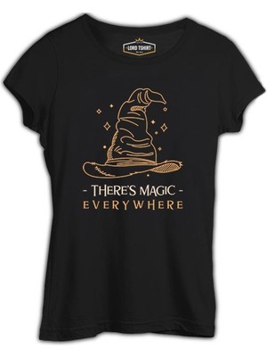Lord T-Shirt There Is Magic Everywhere Witch Hat Siyah Kadın Tshirt