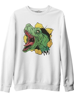 Lord T-Shirt A Bicycle On The Vintage Colorful Background Beyaz Erkek Kalın Sweatshirt