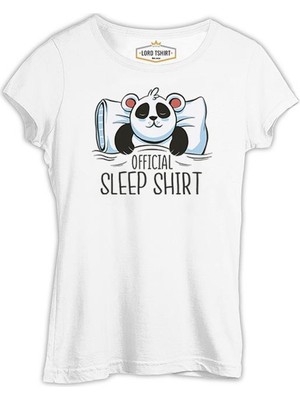 Lord T-Shirt Official Sleep Tshirt Panda Sleeping Beyaz Kadın Tshirt