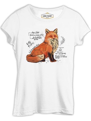 Lord T-Shirt A Fox Sketch With Handwritten Notes Beyaz Kadın Tshirt