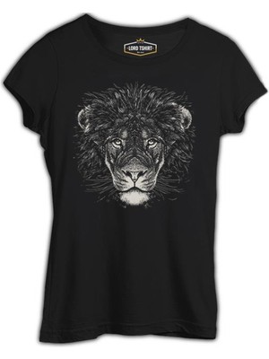 Lord T-Shirt Lion Realistic Siyah Kadın Tshirt