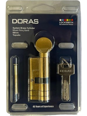 Doras Barel Pirinç Bily 68 MM Topuzlu Sarı Çift Tuzak - 2168TM