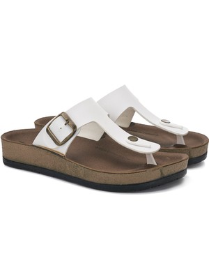 İmershoes Günlük Kadın Erkek Yetişkin Mantar Taban Desenli Tokalı Ayarlanabilir Parmak Arası Terlik 34158 - 77
