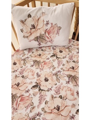 Keby %100 Organik Pamuk Saten Lastikli Çarşaf Set 70×130/20 - Rose