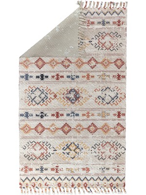 Soho Halı Soho Alaçatı 7 Bej Mistik Desenli Otantik Motif Kara Tezgah Halı Çift Taraflı Kilim