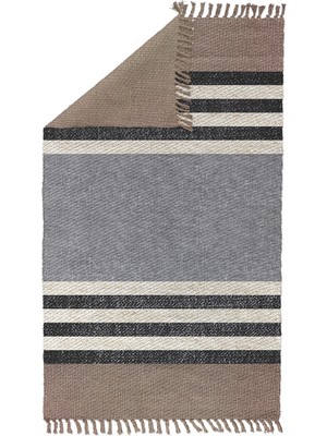 Soho Halı Soho Alaçatı 3 Kahve Siyah Bloklu Şerit Desen Otantik Motif Kara Tezgah Halı Çift Taraflı Kilim