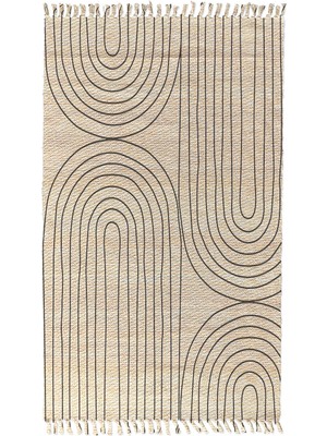 Soho Halı Soho Alaçatı 12 Siyah Minimal Çizgi Desenli Otantik Motif Kara Tezgah Halı Çift Taraflı Kilim