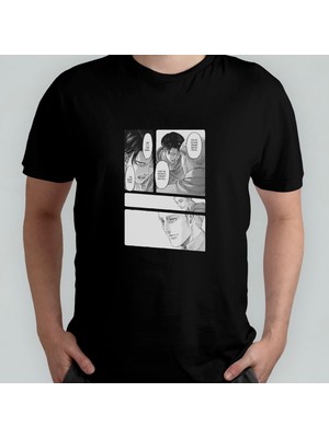 Pixxa Attack On Titan Manga %100 Pamuklu Bisiklet Yaka T-Shirt Model - 1