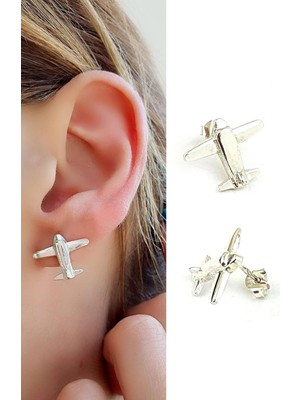 Ose Shop Uçak Figürlü 925AYAR Gümüş Küpe