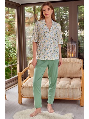 Zeyland Kadın Düğmeli Kısa Kollu Pijama Takımı