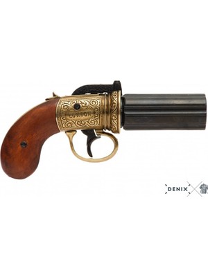 Denix Koleksiyon-6 Barrels Pepper-Box Revolver, England 1840-JDNX5071