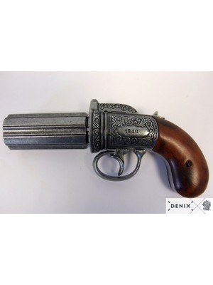 Denix Koleksiyon Grubu-6 Barrels Pepper-Box Revolver, England 1840-JDNX1071-ORIJINALDEN Ilham Alan Tasarım