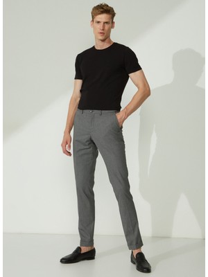 Altınyıldız Classics Normal Bel Dar Paça Slim Fit Gri - Siyah Erkek Pantolon 4A0123200027