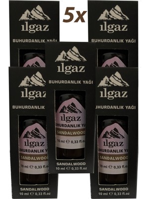 Ilgaz 5'Li Sandal Ağacı Buhurdanlık Kokusu Uçucu Buhurdanlık Yağı Anti Sterss Aromaterapik Yağ 10 Ml