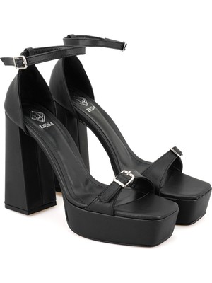 Desa Samira Siyah Kadın Ayarlanabilir Tokalı Topuklu Sandalet