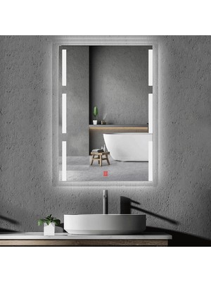 Bugusan 50X70 cm Buğu Çözücülü Kumlamalı Banyo Aynası