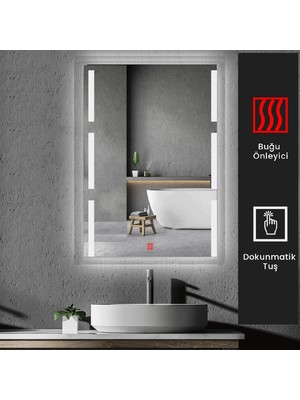 Bugusan 50X70 cm Buğu Çözücülü Kumlamalı Banyo Aynası