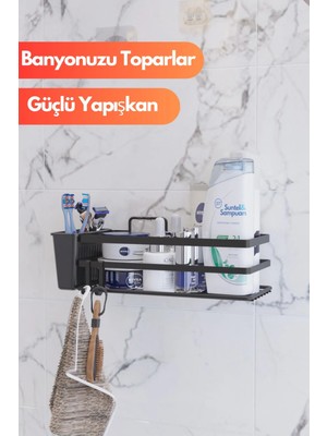 Suntel Banyo ve Mutfak Aksesuarları İki Gözlü Plastik Hazneli Sticker Yapışkanlı Banyo Düzenleyicisi Banyo Organizeri