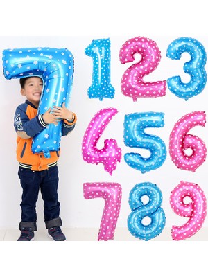 Gogopak 5 Rakamı 16 Inç Mavi Yıldızlı Folyo Balon 36 cm