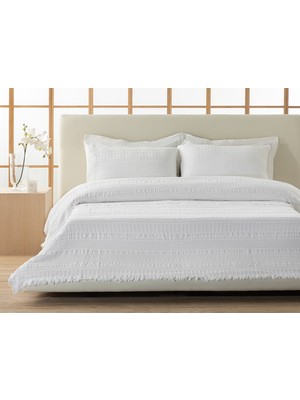 English Home Levron Jakarlı Pamuklu Çift Kişilik Yatak Örtüsü Takımı 220X240 cm Beyaz