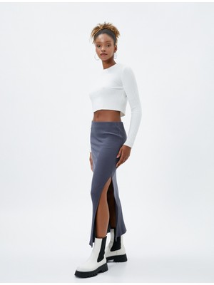 Koton Uzun Maksi Etek Yırtmaçlı Ribanalı