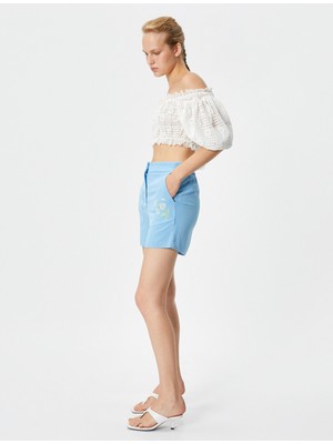 Koton Rachel Araz XKoton - Nakışlı Viskon Karışımlı Şort