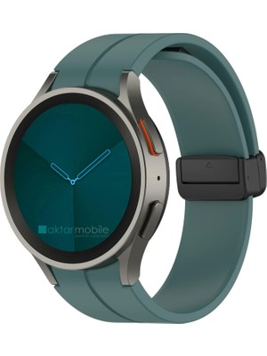 AktarMobile Samsung Galaxy Watch 4 Classic 42 46 mm Silikon Kordon Magnetik D Tokalı Spor Kayış Mıknatıslı Toka