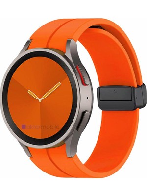 AktarMobile Samsung Galaxy Watch 5 40 44 mm Silikon Kordon Magnetik D Tokalı Spor Kayış Mıknatıslı Toka