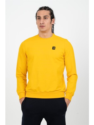Maraton Regular Erkek Bisiklet Yaka  Sarı Sweatshirt