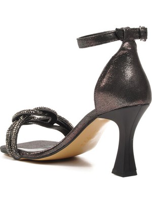 Pierre Cardin Platin Kadın Abiye Ayakkabı Topuklu Sandalet
