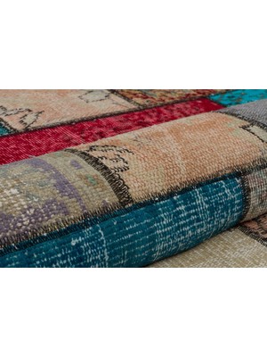 Sempati Halı Zarif El Dokuma Eskitme patchwork Halı 160 x 230 cm 5062